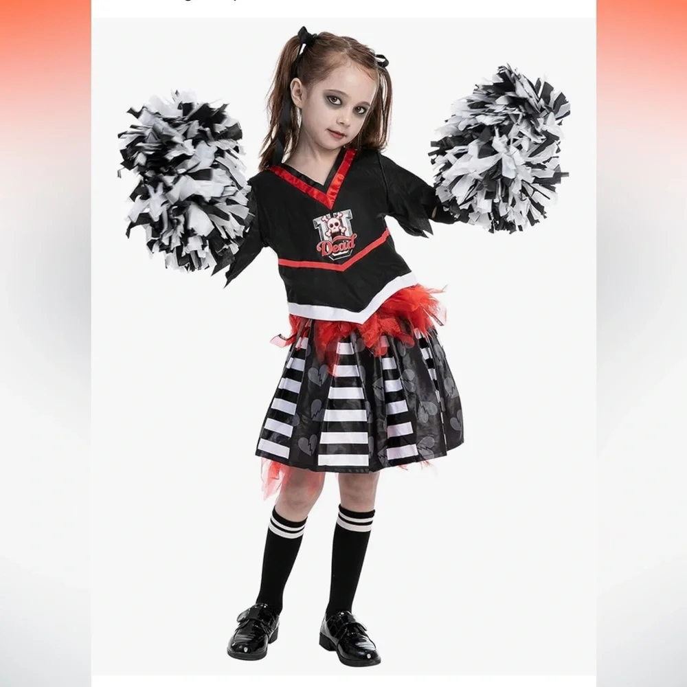 Spooktacular Creations Kids Halloween Cheerleader Costume for Girls Zombie cheer